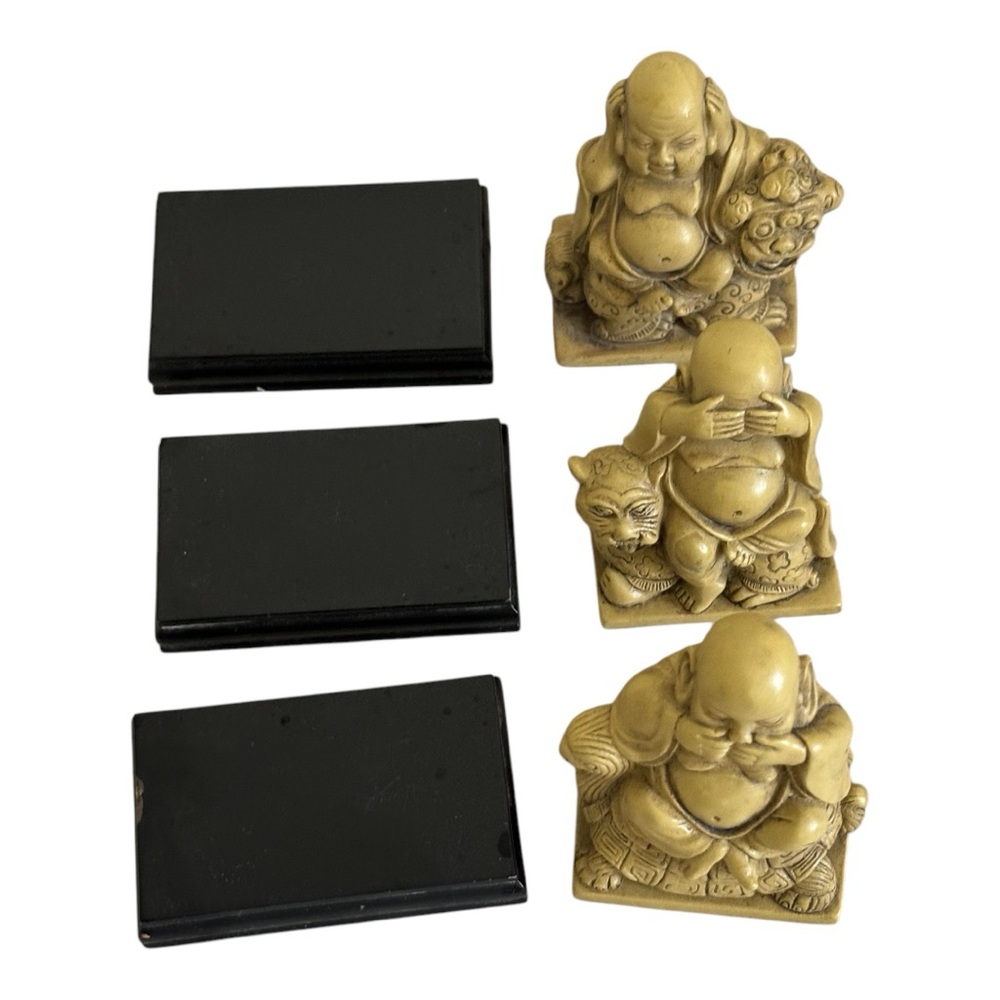 Set of Three Buddha Statuettes - See No Evil, Speak No Evil, Hear No Evil